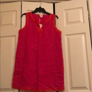 Fuchsia with orange trim shift